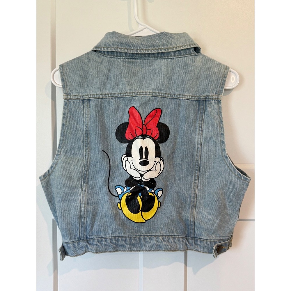 Disney Minnie Mouse Denim cotton Vest Kids XL Light Wash Blue Jean Jacket